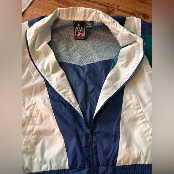 Vintage JC Penny 90s USA Olympic Color block Windbreaker Jacket. Men’s medium. - Picture 10 of 12